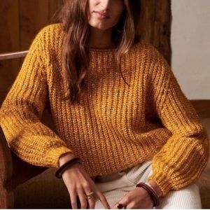 Sezane Adam chunky knit white yellow sweater XS NWOT